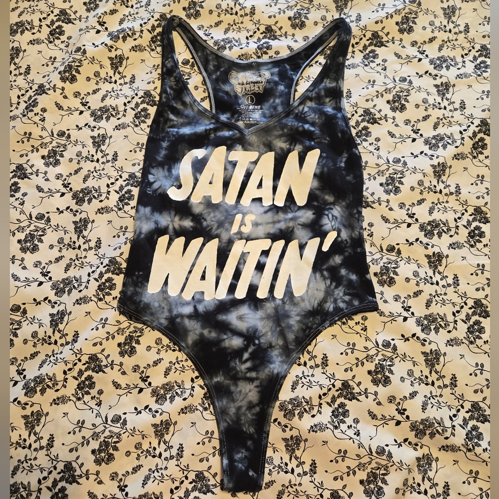 Creep Street "Satan Is Waitin'" Tie-dye Body Suit Size Large